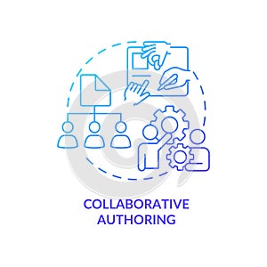 Collaborative authoring blue gradient concept icon