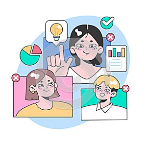 Collaborative brainstorming concept. Flat vector illustration.