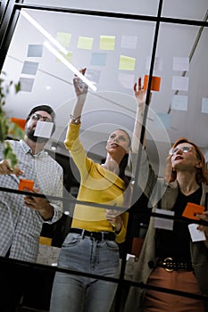 Collaborative brainstorming session in an office