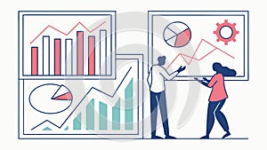 Collaborative Business Data Analysis Vector Illustration, vector design Generative AI