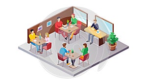 Collaborative Co-working Space Isometric Interior, vector design Generative AI
