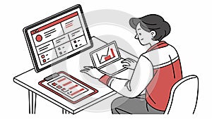 Collaborative Computer Work, Team Productivity Office, vector design Generative AI