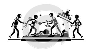 Collaborative construction team: working together on a development project, vector design Generative AI