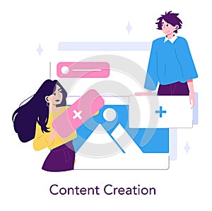Collaborative Content Creation Vector Illustration