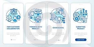 Collaborative creation types onboarding mobile app page screen with concepts
