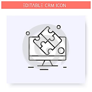 Collaborative CRM line icon. Editable illustration
