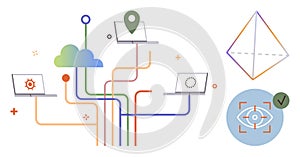 Collaborative Data Network with Cloud Connectivity and Technology Integration Concept
