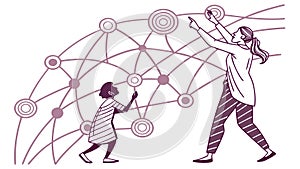 Collaborative Digital Network Team Vector for Tech and Innovation, vector design Generative AI