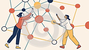 Collaborative Digital Network: Teamwork & Connectivity, vector design Generative AI