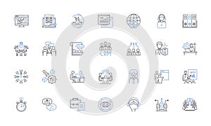 Collaborative effort line icons collection. Synergy, Partnership, Unity, Cooperation, Joint, Cohesion, Teamwork vector