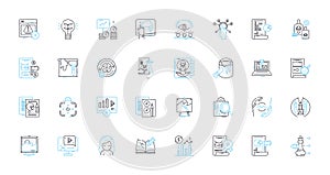 Collaborative Effort linear icons set. Cooperation, Partnership, Unity, Harmony, Synergy, Cohesion, Joint line vector