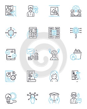 Collaborative Effort linear icons set. Cooperation, Partnership, Unity, Harmony, Synergy, Cohesion, Joint line vector