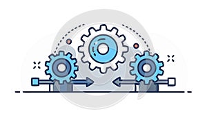 Collaborative Engineering Innovation: Interconnected Gears System vector design Generative AI