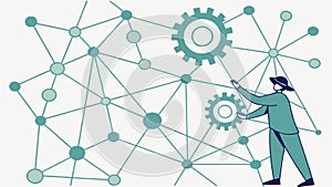 Collaborative Gear Mechanism Network Design, vector design Generative AI