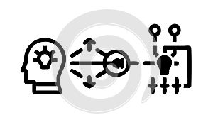 Collaborative Intelligence Brain and Gear Network Icon, vector design Generative AI