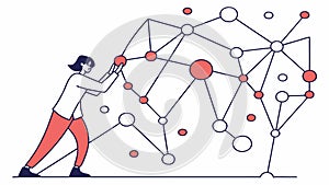 Collaborative Network Building People Connecting Digital Dots, vector design Generative AI