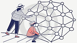 Collaborative Network Building Vector: Teamwork Connectivity, vector design Generative AI