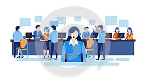 Collaborative Office Team Working on Laptops, vector design Generative AI