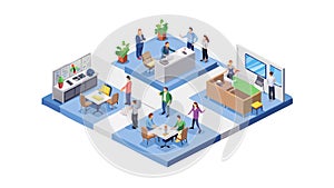 Collaborative Open Office Isometric View: Modern Workplace, vector design Generative AI