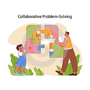 Collaborative Problem Solving concept. Flat vector illustration