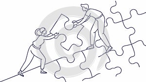 Collaborative Problem Solving: People Assembling a Puzzle, vector design Generative AI