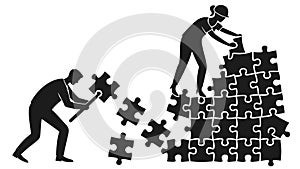 Collaborative Puzzle Solving and Business Teamwork Vector, vector design Generative AI