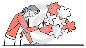 Collaborative Puzzle Solving: Teamwork Problem-Solving, vector design Generative AI