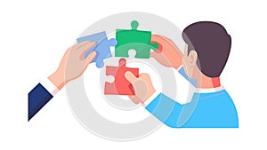 Collaborative Puzzle Solving Teamwork Vector, vector design Generative AI