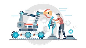 Collaborative Robotics and Advanced Manufacturing. Industry 4.0, vector design Generative AI