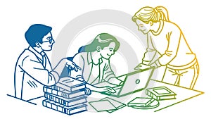 Collaborative Study Group, Learning Together, vector design Generative AI