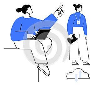 Collaborative Teamwork and Digital Communication Concept with Cloud Technology
