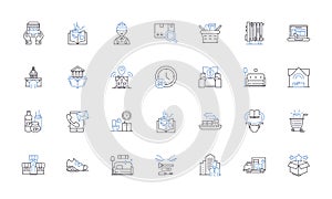 Collaborative teamwork line icons collection. Synergy, Partnership, Alliance, Collaboration, Teamwork, Cohesion, Unity photo