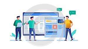 Collaborative UI UX Development: Teamwork in Digital Design, vector design Generative AI