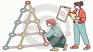 People building network connection structure vector design Generative AI