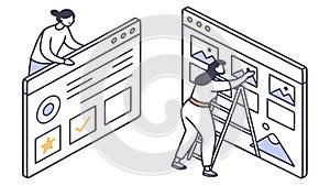 Collaborative Web Design Development Team, vector design Generative AI