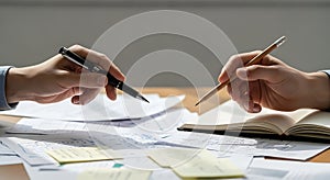 Collaborative Work with Pens and Documents on Desk