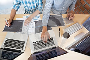 Collaborative work Software engineers website developer technologies or programmer working coding on startup ai application