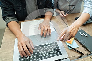 Collaborative work Software engineers website developer technologies or programmer working coding on startup ai application