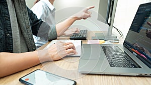 Collaborative work Software engineers website developer technologies or programmer working coding on startup ai application