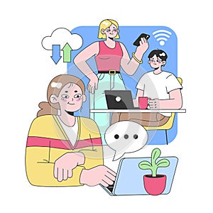 Collaborative workspace concept. Flat vector illustration