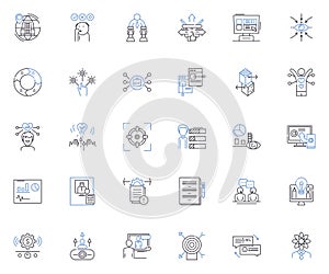 Collaborator nerks line icons collection. Teamwork, Partnership, Alliance, Cooperation, Synergy, Coordination, Cohesion