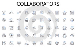 Collaborators line icons collection. Communication, Interaction, Conversation, Exchange, Understanding, Discourse