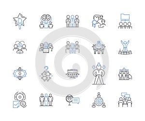 Collaborators line icons collection. Partnership, Cohesion, Alliance, Unity, Cooperation, Synergy, Consensus vector and