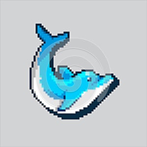 Pixel art Whale Illustration vector for game