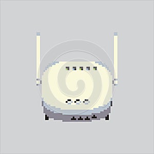 Pixel art Smart Wi fi internet Router Tech icon Illustration vector for game design