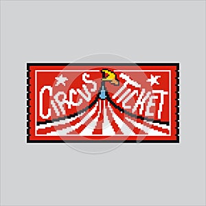Pixel art Big Circus Ticket icon Illustration vector for game design