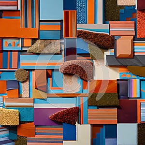 A collage of abstract shapes, textures, and layers, resulting in a visually engaging and expressive composition3, Generative AI