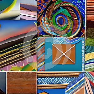 A collage of abstract shapes, textures, and layers, resulting in a visually engaging and expressive composition4, Generative AI