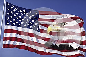 Collage of American Flag and Bald Eagle