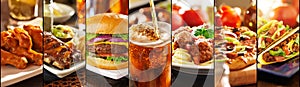 Collage of american style restaurant foods photo